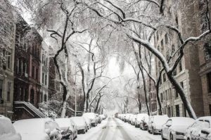 photo of a snowy city